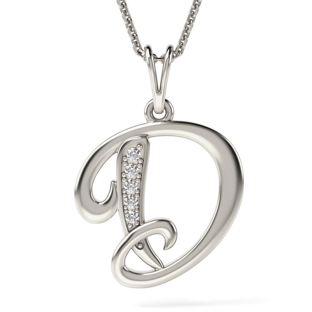 Lantisor cu pandantiv din aur alb model Litera D