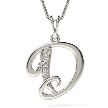 Lantisor cu pandantiv din aur alb model Litera D Lantisor cu pandantiv din aur alb model Litera D