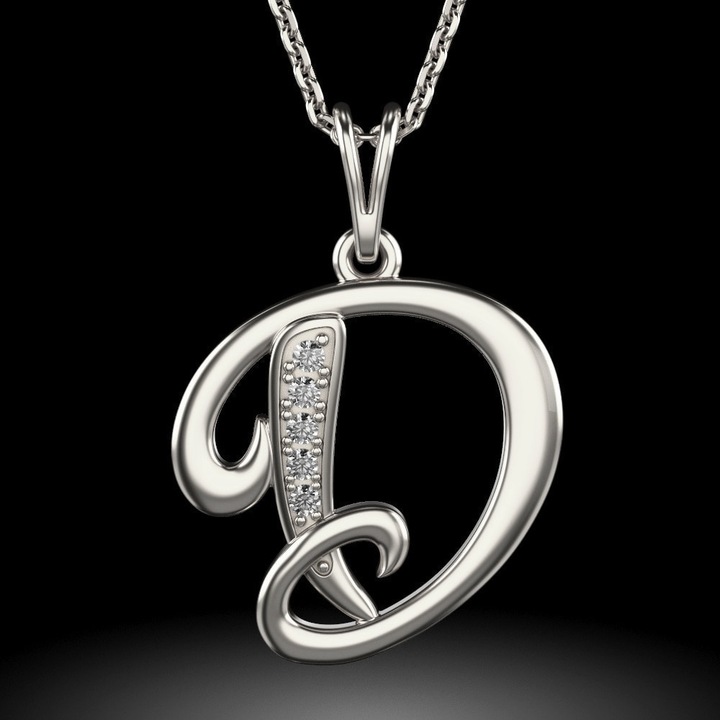 Сребърна висулка модел буква D