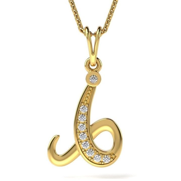 Верижка с висулка от жълто злато с буква I