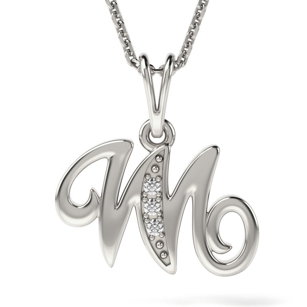 Lantisor cu pandantiv din argint model Litera M