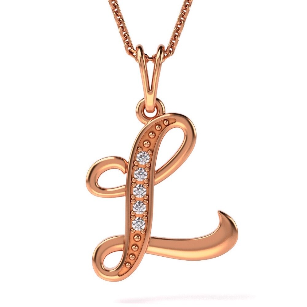 Lantisor cu pandantiv din aur roz model Litera L