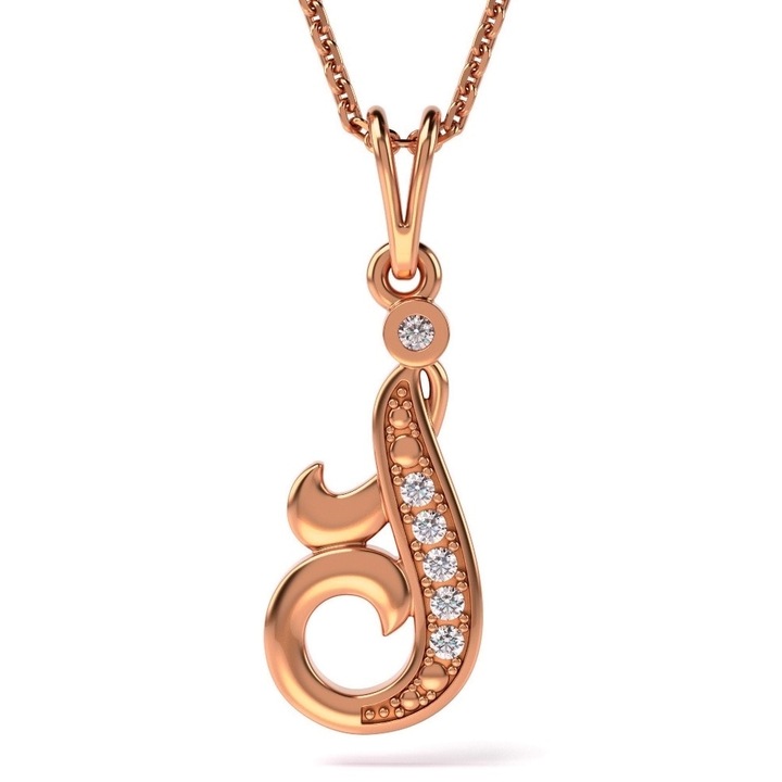 Верижка с медальон от розово злато с буква J