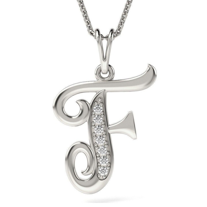 Сребърна висулка модел буква F