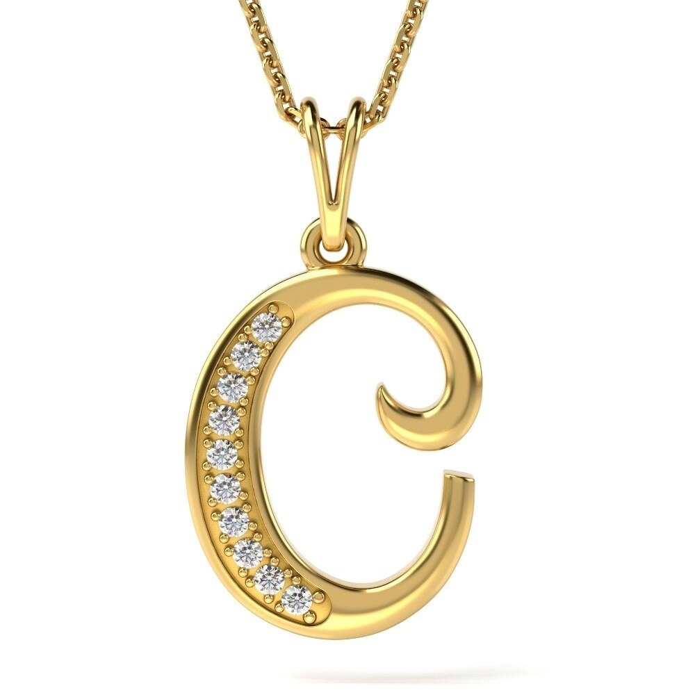 Lantisor cu pandantiv din aur galben model Litera C