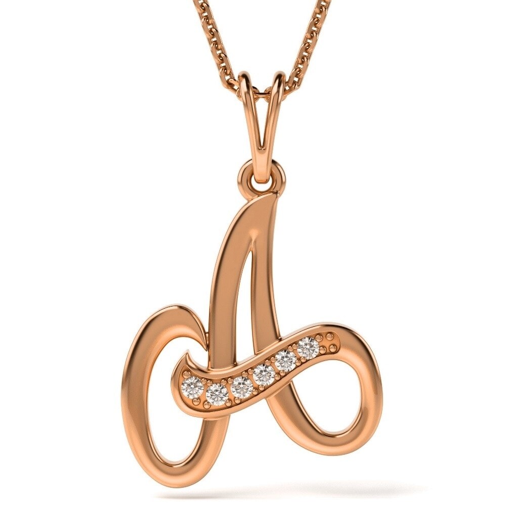 Lantisor cu pandantiv din aur roz model Litera A