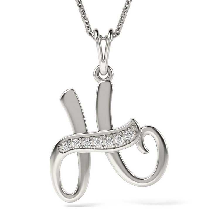 Верижка с висулка от бяло злато с буква H
