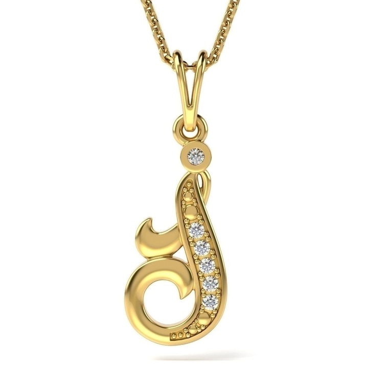 Верижка с висулка от жълто злато с буква J