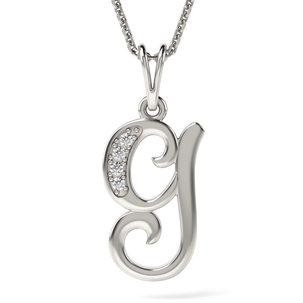 Lantisor cu pandantiv din argint model Litera G