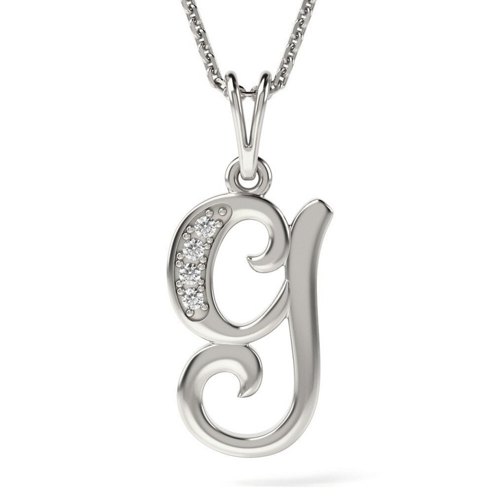 Ezüst nyaklánc G kezdőbetűs medállal