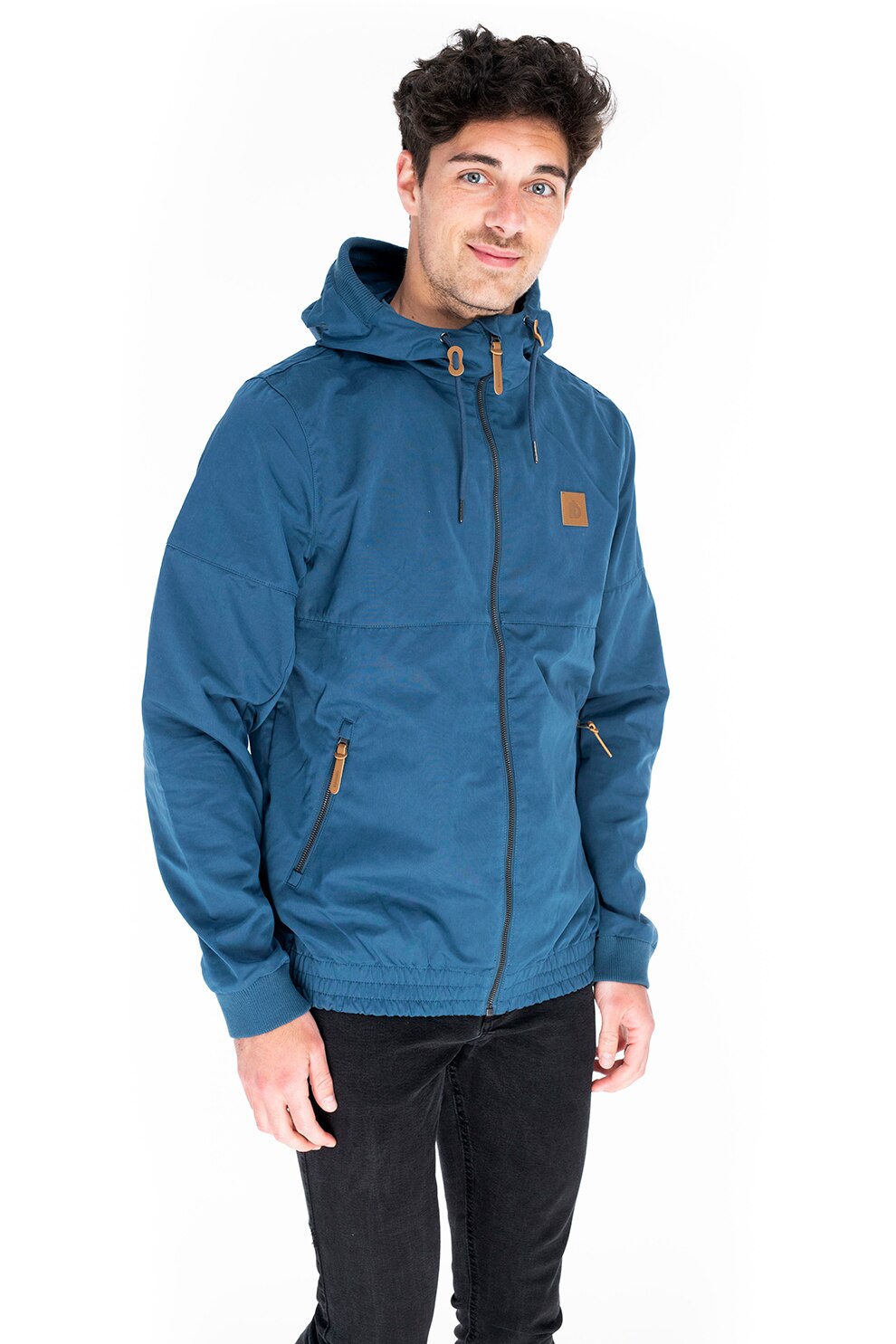 Fundango, Jacheta regular fit cu terminatie elastica, Albastru inchis