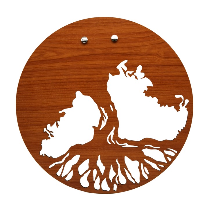 Decoratiune blank Copacul vietii din lemn, Cires, 30 cm