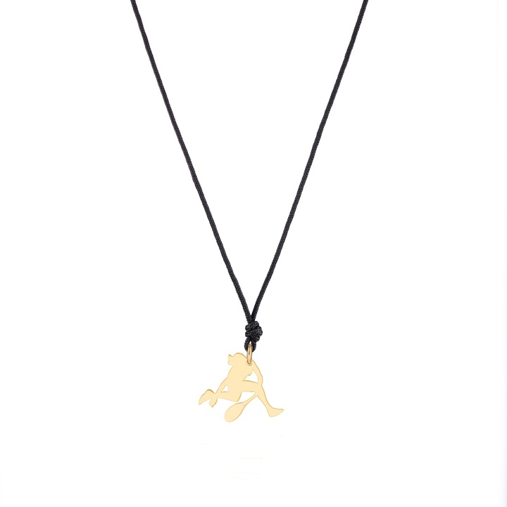 Colier snur Jucatoare Tenis, MS Firefly, Negru/Auriu, Aur 14k