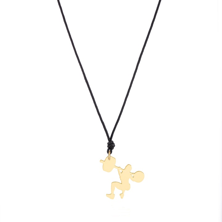 Colier snur Fitness Feminin, MS Firefly, Negru/Auriu, Aur 14k