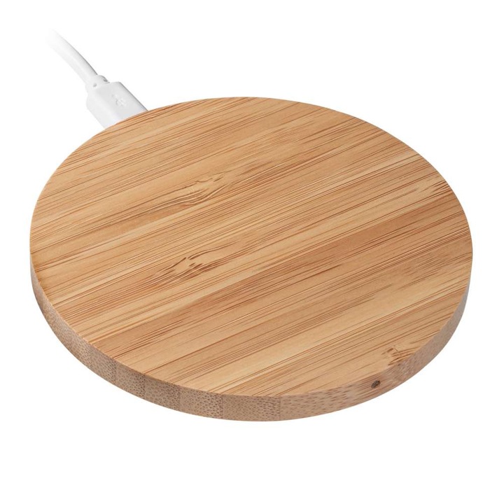 Incarcator Telefon Wireless Bambus 9,2 x 9,2 cm