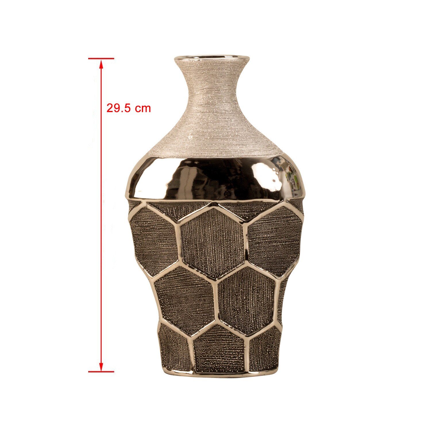 Vaza ceramica gat ingust model fagure culoare argintiu 29.5x17.5 cm