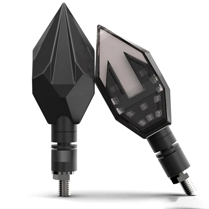 Set 2 semnalizatoare pentru motocicleta, Paolo, Plastic, 12V, Negru