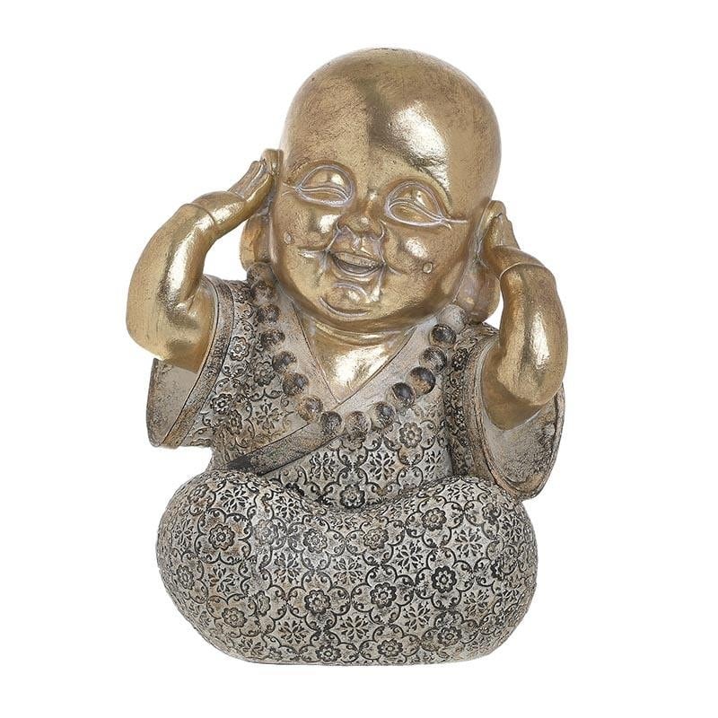 Statueta Buddha Vesel, auriu, 16x15x22 cm