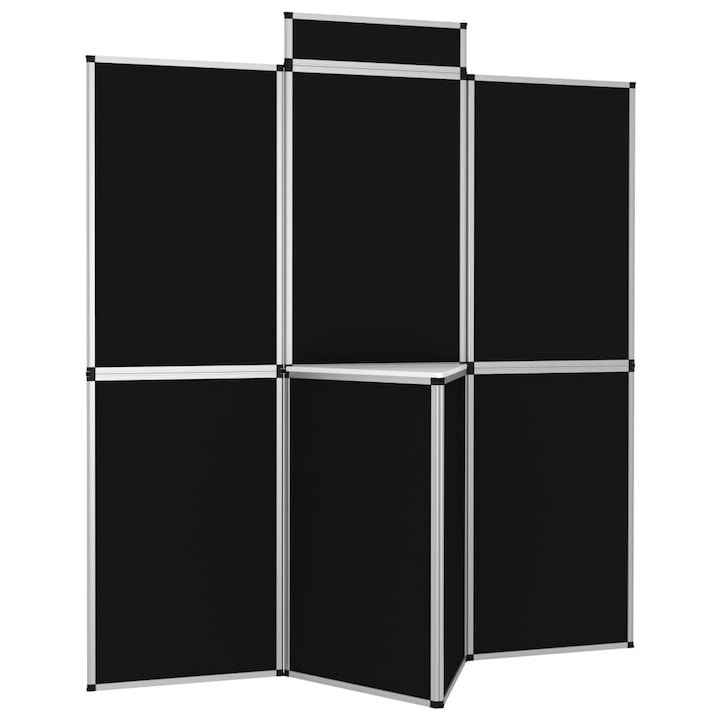vidaXL fekete 8 paneles összecsukható kiállítófal asztallal 181x200 cm