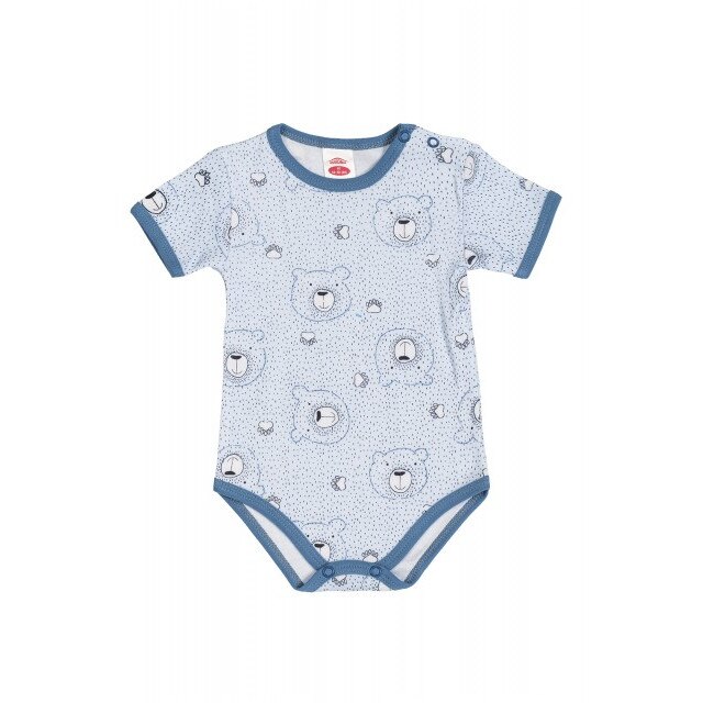 Body Pentru Bebelusi - Colectia Teddy Smile, Capse, Animale, Bumbac, Baieti, Albastru, Albastru, 6 luni
