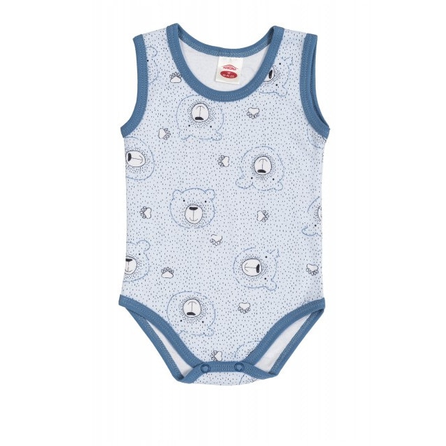 Body Maiou - Colectia Teddy Smile, Capse, Animale, Bumbac, Baieti, Albastru, Albastru, 3 luni