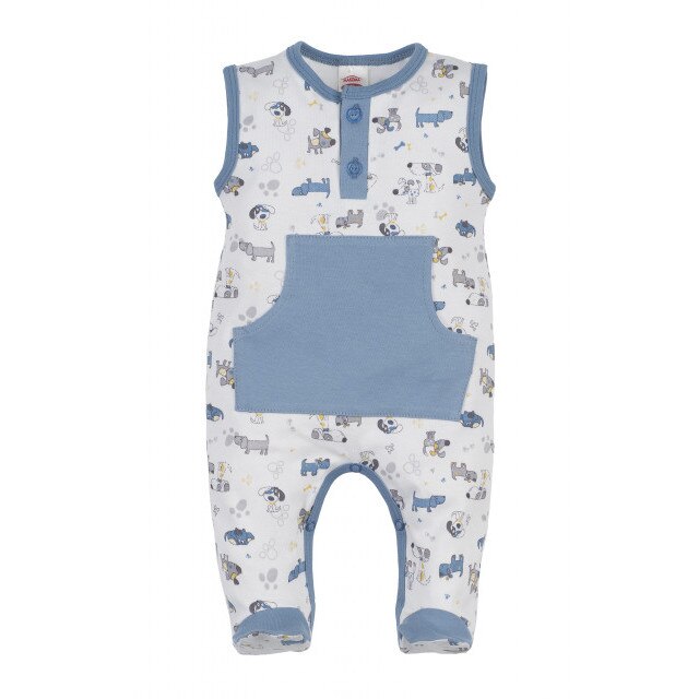 Salopeta Fara Manecute - Colectia Dogs, Capse, Animale, Bumbac, Baieti, Multicolor, Multicolor, 6 luni