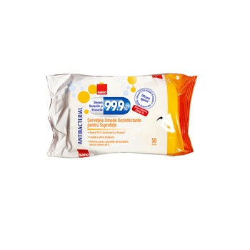 Servetele Umede Dezinfectante pentru Suprafete Sano 99.9% Antibacterial , 50 buc Servetele Umede Dezinfectante pentru Suprafete Sano 99.9% Antibacterial , 50 buc