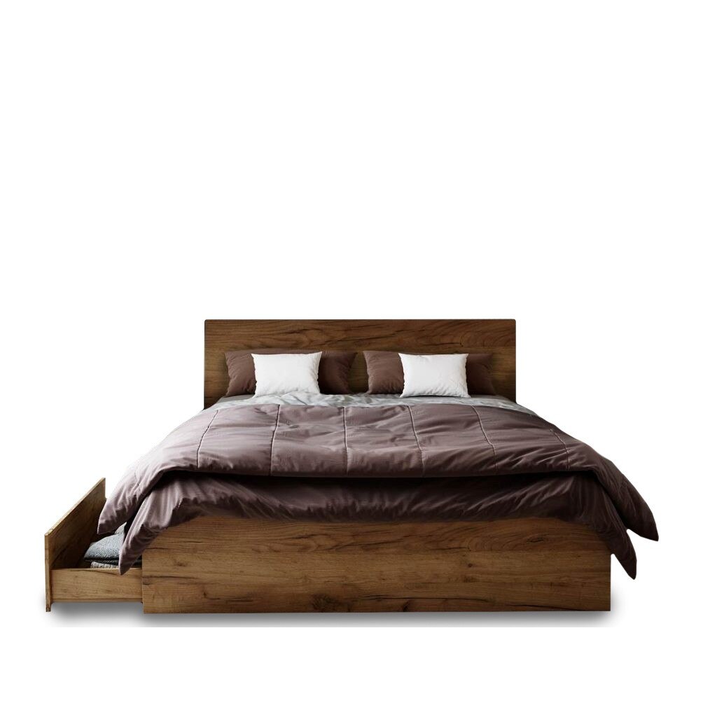 Pat Fox Netapitat + sertar x2, pal melaminat 16mm, stejar auriu, 171.4 x 211