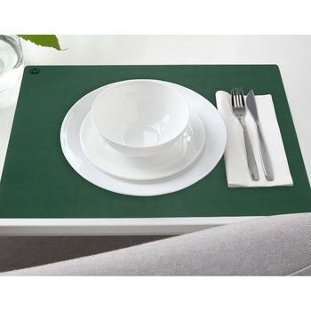 Set suport farfurie si protectie masa, 4 bucati, din piele PU, cu doua fete, verde/bej, UNIKA Set suport farfurie si protectie masa, 4 bucati, din piele PU, cu doua fete, verde/bej, UNIKA