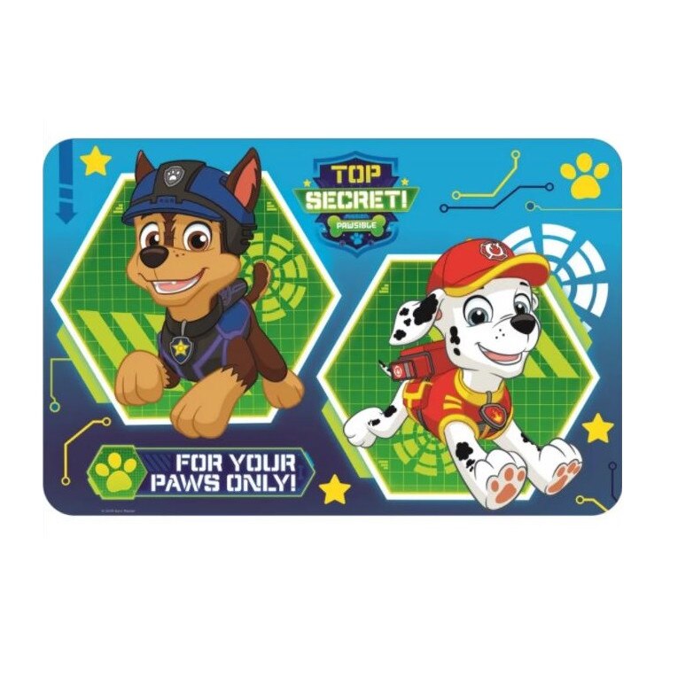 Suport farfurie pentru servit masa Paw Patrol Top Secret 43x28 cm Albastru