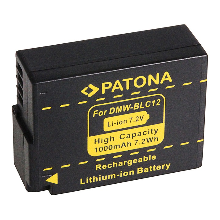 Acumulator PATONA tip Panasonic DMW-BLC12 E arata timp ramas