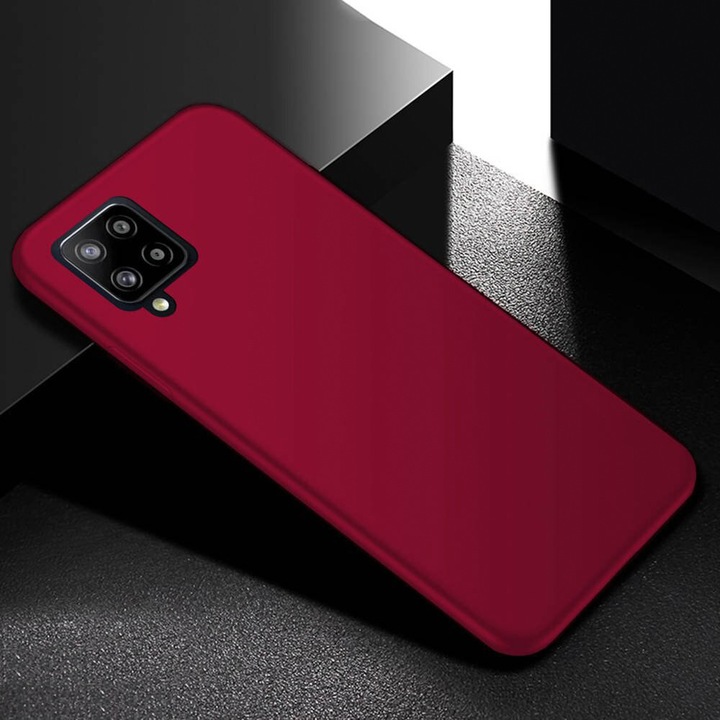 Husa de silicon Matt pentru Samsung Galaxy A12, Visiniu