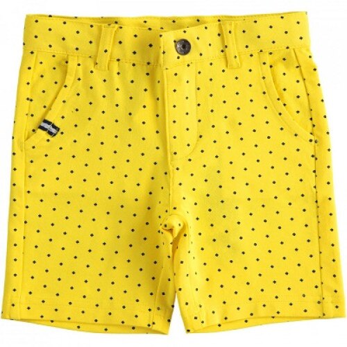 Pantaloni baieti Ido scurti galben cu picouri