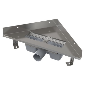 Canal de scurgere AlcaPLAST de colt pentru dus, fara ,margine, pentru gratar perforat ARZ1 Canal de scurgere AlcaPLAST de colt pentru dus, fara ,margine, pentru gratar perforat ARZ1