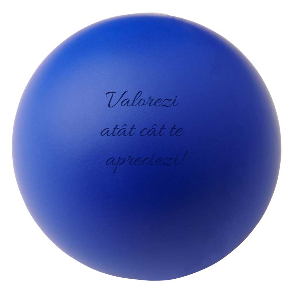 Jucarie minge antistres rotunda, albastra, 7 cm, personalizata cu mesaj motivational