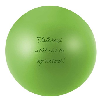 Jucarie minge antistres rotunda, verde, 7 cm, personalizata cu mesaj motivational