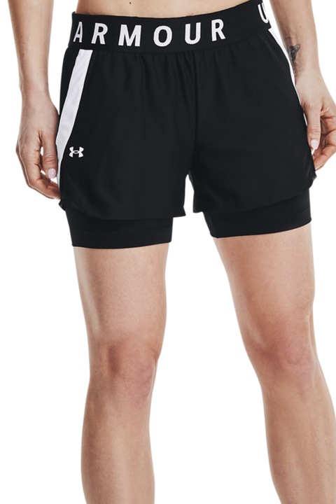 Under Armour, Фитнес шорти Play Up с дизайн 2 в 1, Черен