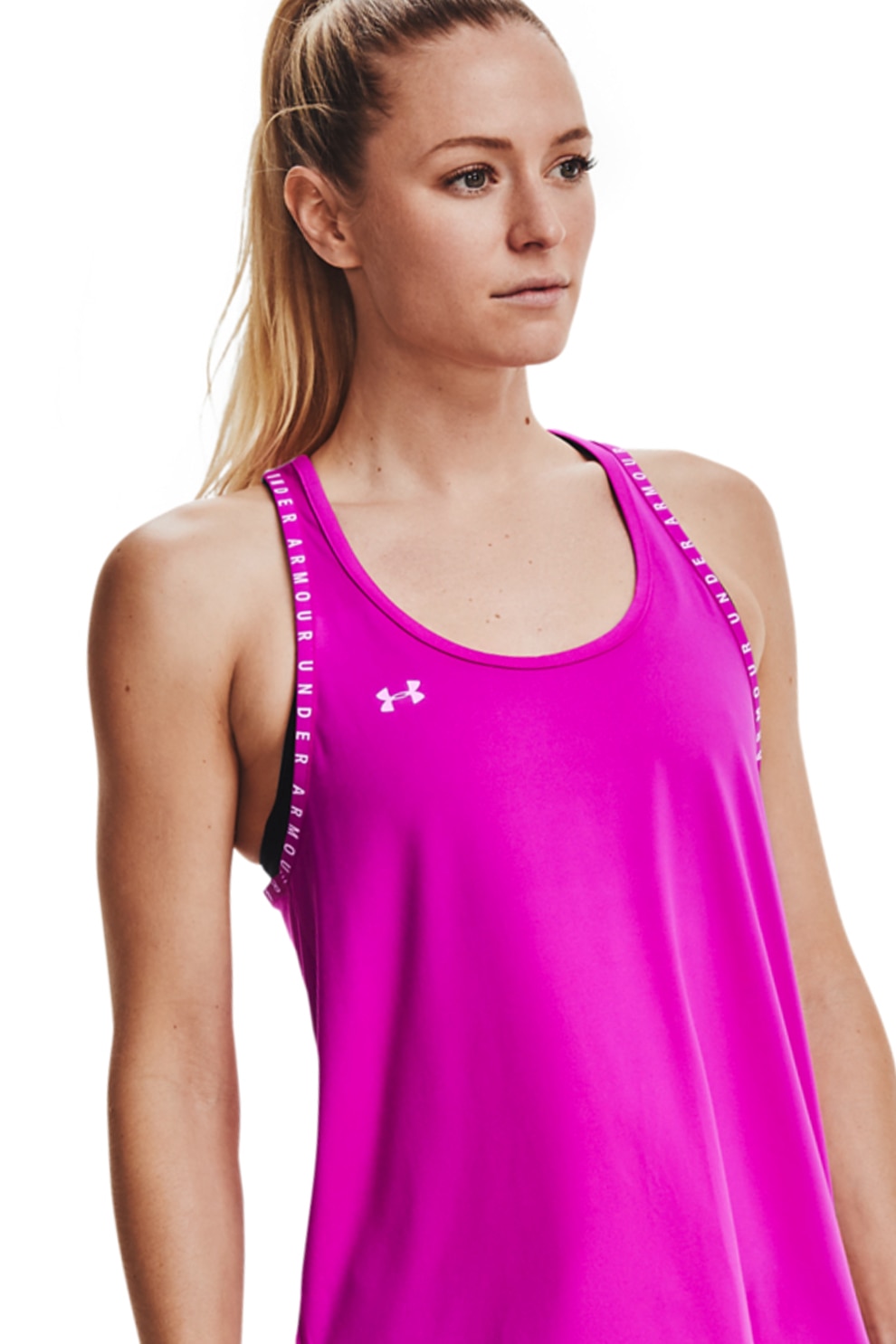 Under Armour, Top cu logo pentru fitness Knockout, Purpuriu