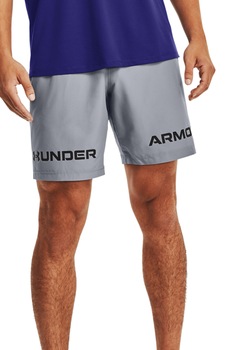 Under Armour, Pantaloni scurti lejeri cu imprimeu logo pentru fitness Woven Graphic Wordmark, Gri deschis