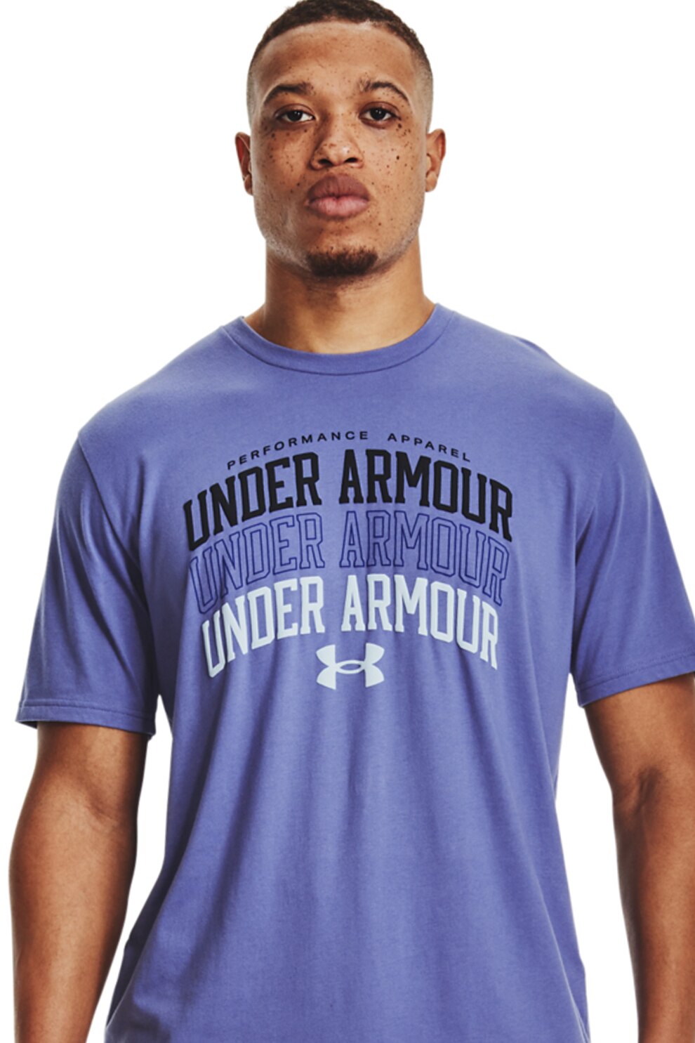 Under Armour, Tricou lejer pentru fitness Collegiate, Albastru lavanda, L