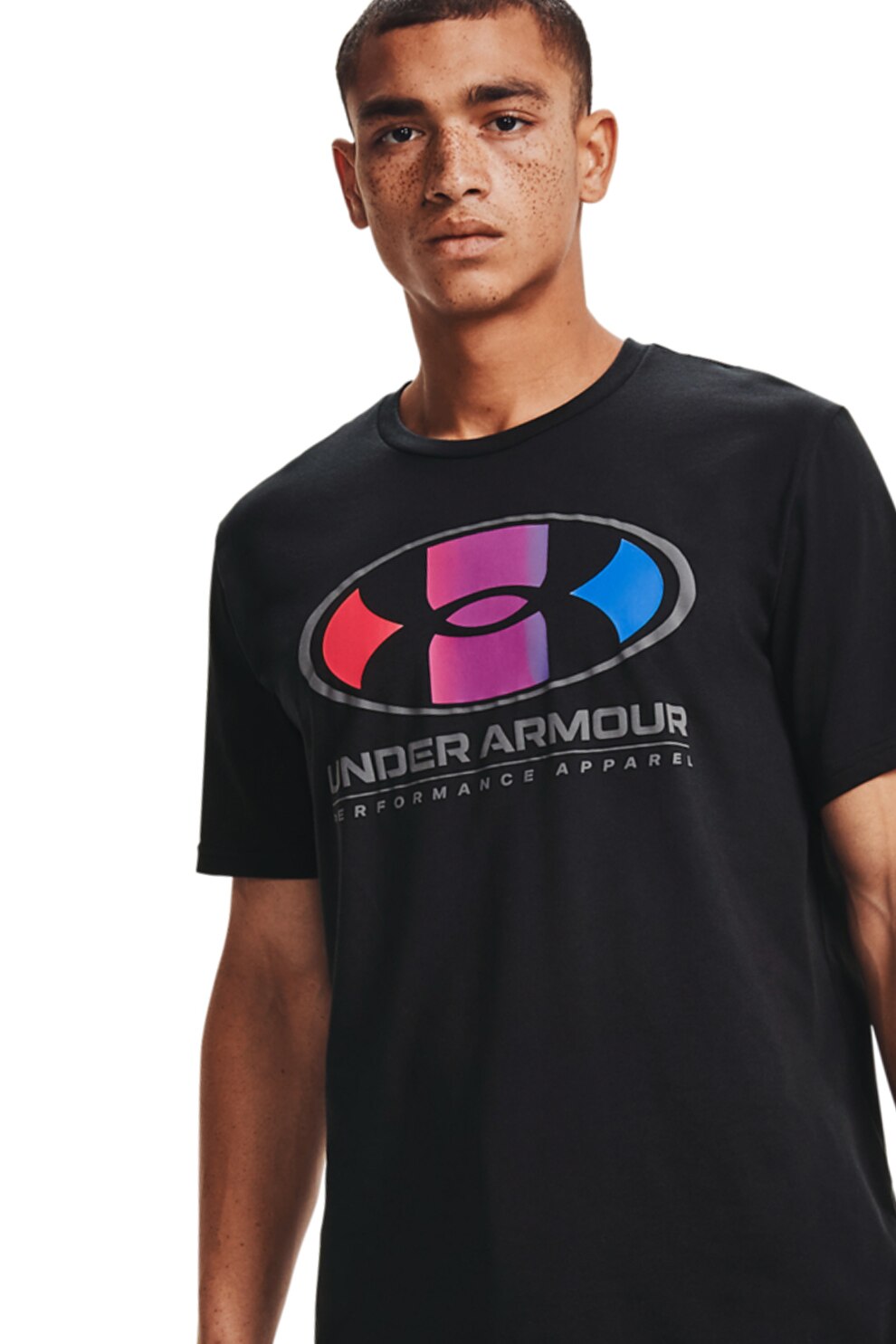 Under Armour, Tricou cu imprimeu logo, pentru fitness Lockertag, Negru