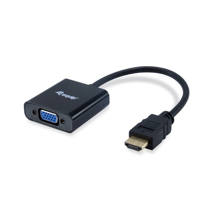 Cablu convertor HDMI-VGA, Equip, mascul/fema, Negru