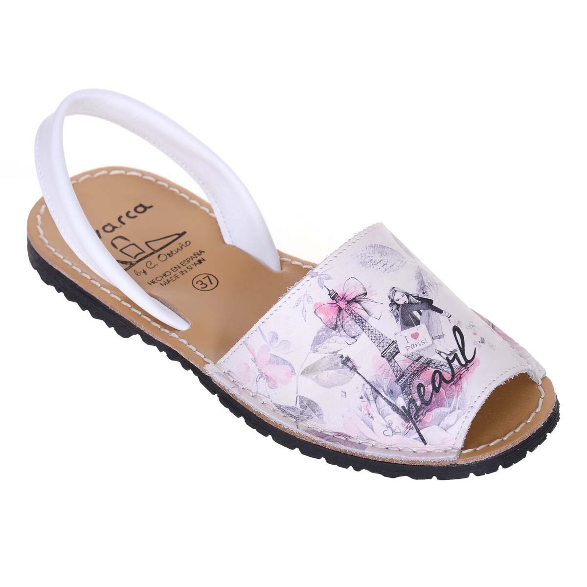 Sandale AVARCA din Piele Naturala Multicolora, Alb