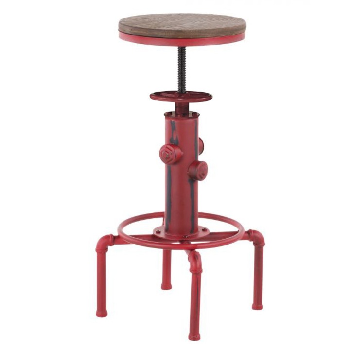 Scaun bar RAKI RETRO RED cu inaltime reglabila 33xh60-75cm