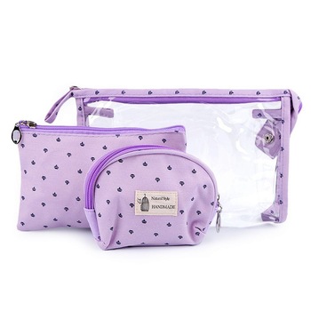 Set Borsete cosmetice / Portfarduri 3 bucati, Mov Set Borsete cosmetice / Portfarduri 3 bucati, Mov