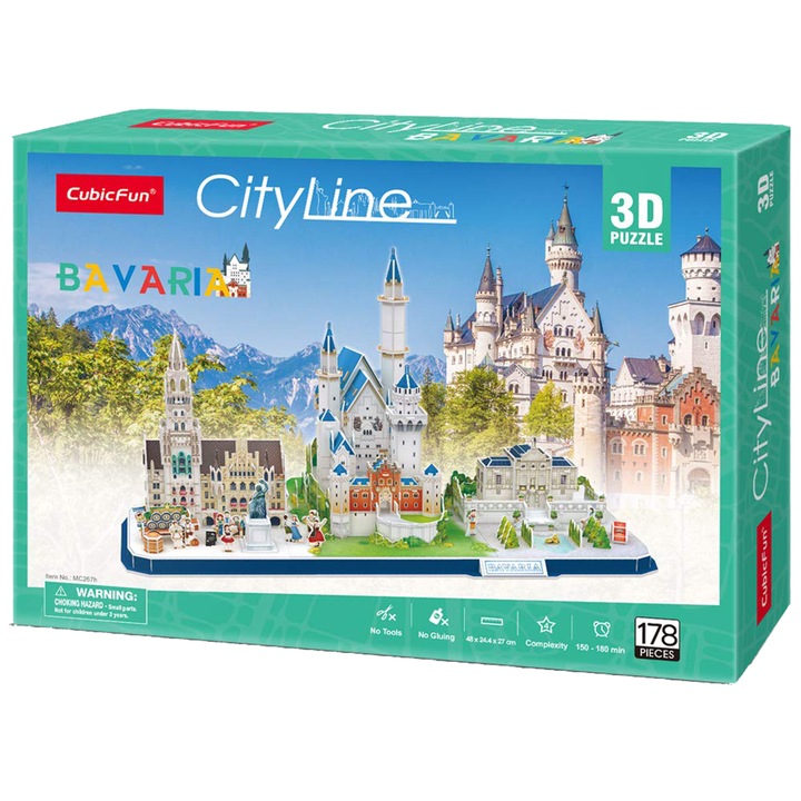 Пъзел 3D Cubic Fun - City Line, Бавария, 178 части