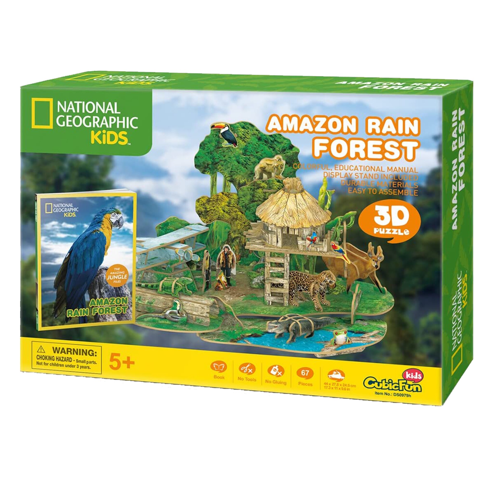 Puzzle 3D Cubic Fun - National Geographic Kids, Padure Amazoniana, 67 piese