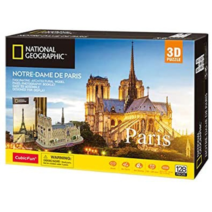 Cubic Fun 3D puzzle, 128 db-os - National Geographic, Notre Dame Párizs