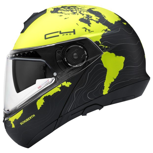 Casca Schuberth C4 Pro, Fibra de sticla, Model harta, Negru/ Galben
