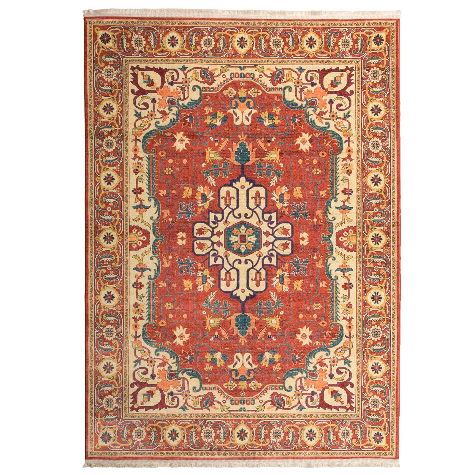 Covor EuCarpet 100628G1 Dimensiune 200x80 cm Design Vintage Rosu